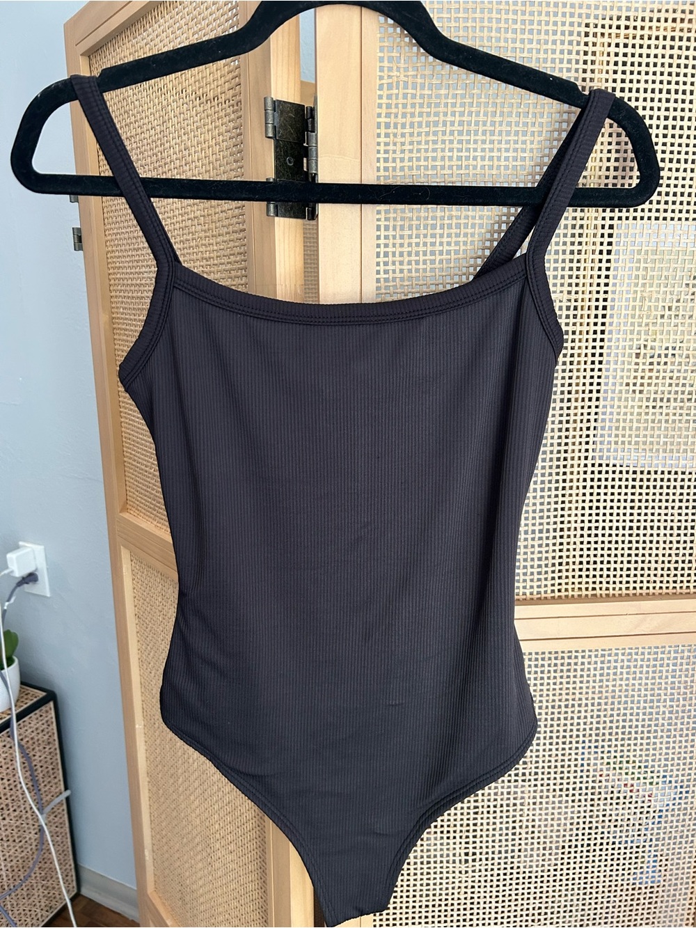 Black Ribbed Bodysuit Size L